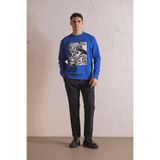GMG FIRENZE Bisiklet Yaka Siyah-Beyaz Baskılı Erkek Sweatshirt