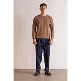 gmg firenze Bisiklet Yaka Slim Fit Erkek Kazak - Karamel