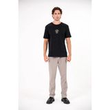 gmg firenze Bisiklet Yaka Sol Göğsü Arma Detaylı Jakarlı Erkek T-Shirt - Siyah - 2XL