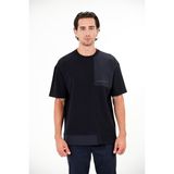 gmg firenze Bisiklet Yaka Sol Göğsü ve Etek Ucu Garnili Erkek T-Shirt - Lacivert