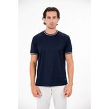 gmg firenze Bisiklet Yaka Triko Detaylı Jakarl Erkek T-Shirt - Lacivert