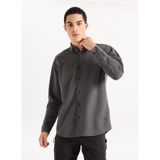 GMG FIRENZE Düğmeli Slim Fit Gömlek, M, 5003330851, Antrasit, Erkek