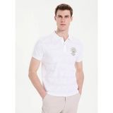 gmg firenze Gmg Fırenze Beyaz Erkek Slim Fit Logo Baskılı T-Shirt GU26MSS03017 - Ekru