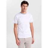 gmg firenze Gmg Fırenze Beyaz Erkek Slim Fit Şeritli T-Shirt GU26MSS03010 - 2XL