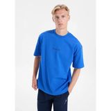 gmg firenze Gmg Fırenze Mavi Erkek Regular Fit Yazı Baskılı T-Shirt GU26MSS03048 - Saks - 2XL