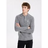 gmg firenze Gmg Fırenze Polo Yaka Regular Fit Gri Melanj Erkek Kazak GU25MFW04025