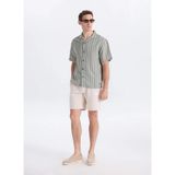 gmg firenze Gmg Fırenze Yeşil Erkek Apaş Regular Fit Çizgili Gömlek GU26MSS02209 - 2XL