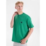 gmg firenze Gmg Fırenze Yeşil Erkek Regular Fit Kalp Desenli T-Shirt GU26MSS03031 - XL