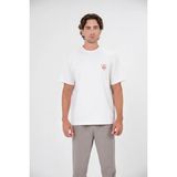gmg firenze Gmg ve Kalp Baskılı Bisiklet Yaka Erkek T-Shirt - Ekru - XL