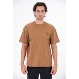 gmg firenze Gmg ve Kalp Baskılı Bisiklet Yaka Erkek T-Shirt - Karamel