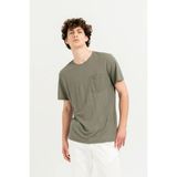 gmg firenze Göğüs Cepli Bisiklet Yaka Slim Fit Erkek T-Shirt - Haki