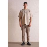 gmg firenze I Am Another Baskılı Oversize Erkek T-Shirt - Taş