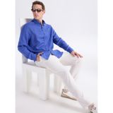GMG FIRENZE Mavi Düğmeli Regular Fit Gömlek, S, 5003368368, Saks, Erkek