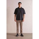 gmg firenze Polo Yaka Patı Fermuarlı Cepli Erkek T-Shirt - Siyah