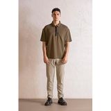 GMG FIRENZE Polo Yaka Patı Fermuarlı Cepli T-shirt, L, GU25MFW03006, ÇİMEN, Erkek
