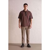 GMG FIRENZE Polo Yaka Patı Fermuarlı Cepli T-shirt, S, 5003316603, Mürdüm, Erkek