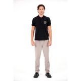 gmg firenze Polo Yaka Sol Göğsü Arma Detaylı Jakarlı Erkek T-Shirt - Siyah - XL