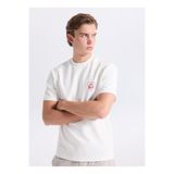 GMG FIRENZE Regular Fit Logo Baskılı T-Shirt, M, 5003368438, Ekru, Erkek