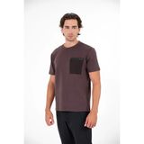 gmg firenze Sol Göğüsü Fermuarlı Cebi Garnili Erkek T-Shirt - Kahverengi