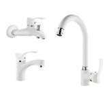 GMS Akdeniz Beyaz Krom Lavabo Banyo Eviye Batarya Set