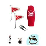 GMS CG Cup Kırmızı king koltuk kılıfı+2 adet makam bayrağı+2 adet sivri vida seti (+Buji kablo kılıfı)