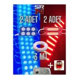 GMS CG Modifiye Depo Çamurluk Yan Kapak uyumlu 12v Mavi -Kırmızı 2+2 Parmak Led + 3 MT Kablo+Tzmanya SRN