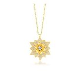 GMS Gold Beyaz Taşlı Lotus Çiçeği Kadın Gümüş Kolye