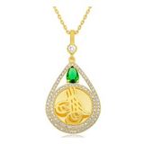 GMS Gold Kaplama Damla Tuğralı Kadın Gümüş Kolye