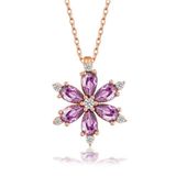 GMS Rose Mor Lotus Çiçeği Kadın Gümüş Kolye