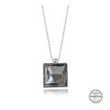 GMS Swarovski Crystal Taşlı Kare Kadın Gümüş Kolye