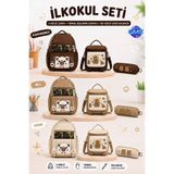GMS WORLD CAPYBARA İLKOKUL 3 LÜ ÇANTA SETİ / 3 GÖZLÜ İLKOKUL ÇANTASI + TERMAL BESLENME ÇANTASI + TEK GÖZLÜ KALEMLİK