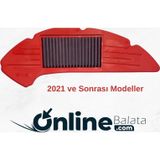 GMS Yamaha N-Max 125 155 Performans Hava Filtresi Kırmızı Esnek Temizlenebilir 1278