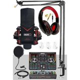 Gmx-1 Titanium Set Efektli Ses Kartı Mikrofon Kulaklık Stand Kayıt Canlı Yayın (Pc ve Telefon)