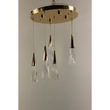 GN Gen Aydınlatma Lüks Gold Çemberli Seri 6lı Kristal Prizmatik Modern LED Avize