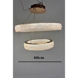 GN Gen Aydınlatma Modern Çift Halkalı Kristal Dokulu LED Avize - Gold