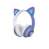gnctech Lacivert Stn28 Renk Kablosuz Bluetooth 5.0 Led Işıklı Kedili Şık Kulaklık