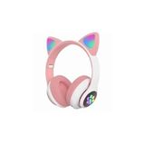 gnctech Pembe Stn28 Renk Kablosuz Bluetooth 5.0 Led Işıklı Kedili Şık Kulaklık Hediye