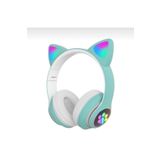 gnctech Yeşil Stn28 Kablosuz Bluetooth 5.0 Led Işıklı Kedili Şık Kulaklık Hediye Fm