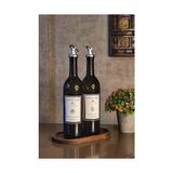 Gndz Home Ahşap Stantlı Amber 2'li 750ML Zeytinyağı + Ayçiçek Yağı Şişesi Seti, Beyaz