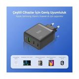 Gndz Home BX3P65G 65W Gan Qualcom 4.0 2*type-C & Usb-A 3 Portlu, MacBook Pro/air, iPad Air/pro, iPhone 16/15/14/14 Pro Max iPhone /13/13 Pro Max, Galaxy S24/S23/S22/S21 Uyumlu BX-3P65G - 00-Siyah - Beyaz