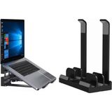Gndz Home Mcstorey Laptop Stand Dikey ve Eğimli 3 Slotlu Ayarlanabilir Masaüstü Organizer Telefon Tablet Uyumlu Kaymaz Silikon Pedli Ergonomik Masa Düzenleyici Pvc Tpu Alaşım Siyah