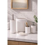 Gndz Home Perotti 33031500001-2 5 Parça Yuvarlak Banyo Seti - Çöp Kovası, Sabunluk, Diş Fırçalığı ve Silikon Wc Fırçası Beyaz Taupe