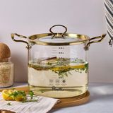 Gndz Home Perotti Logan Gold 5,5 L Cam Tencere 20x20 cm Isıya Dayanıklı Kapaklı Modern Tasarım