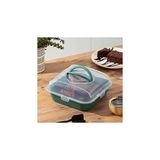 Gndz Home Porsima 1095 Yeşil Pasta Kek Börek Kabı - Taşıma Çantası - Kilitli Fanus