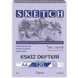Gndz Home Zigana A4 Spiralli Eskiz Defteri – 50 Yaprak, 120 gr Çizim Bloknotu, Sanat Defteri - 01-Siyah