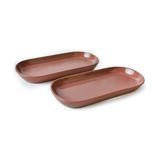 Gndz Store Kızıl Kahve Noyan Kayık Tabak 26 cm 2 Adet 607 - Option-1 - 51R-Turuncu