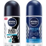 Gndz Store Men Erkek Roll On Deodorant Fresh 50 ml X2 + Men Erkek Roll On Deodorant & Invisible Fresh 48 Saat Anti-Perspirant Koruma 50 ml - Option-1