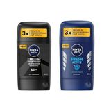 Gndz Store Men Erkek Stick Deodorant Deep Dimension, 48 Saat Anti-Perspirant Koruma, 50 ml X2 + Men Erkek Stick Deodorant Fresh Ter ve Ter Kokusuna Karşı 48 Saat Deodorant Koruması, 50 ml - Option-1