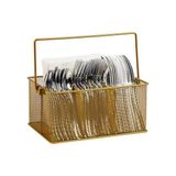 Gndz Store Reader Gereçler Tutucu, Gümüş Eşya Düzenleyici, Caddesi, Çatal Bıçak Tutacağı, Mutfak, Metal Örgü, 10 "u x 7" G x 4.75" Y, Altın - Kestane Akaju - Option-1