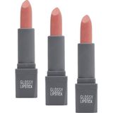 Gndz Store Uzun Süre Kalıcı Yoğun Renk Veren Nemlendirici Parlak Ruj - Glossy Lipstick 301 Bright Pink (3 Paketi) - Option-1